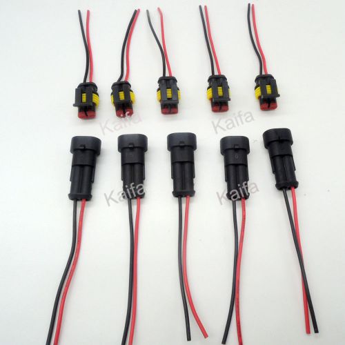 5 sets 2 pin waterproof electrical connector plug with wire wire harness
