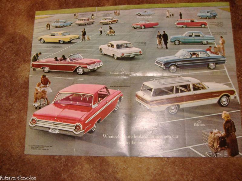 1962 fords falcon galaxie wagons thunderbirds dealer sales brochure authentic