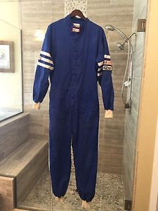 Vintage rjs racing suit drivers blue jumpsuit westex proban fr-7a sfi 3-2a/1