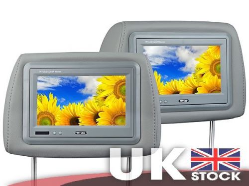 Pair of 7&#034; headrest monitor with leather cover dual av input ir remote control