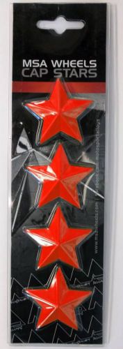Set of 4 msa red stars (fits all msa wheel caps except m16)