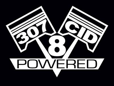 2 v8 307 cid engine piston decal set sticker emblems