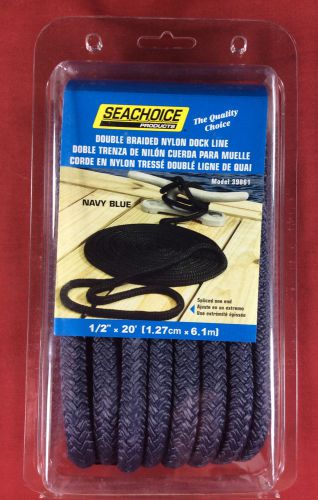Dock line double braided nylon rope 1/2&#034; x 20&#039; navy seachoice 39861