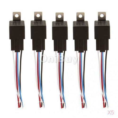 5x 5pcs car truck auto 12v 40a spst relay relays 4pin 4p &amp; socket 4 wires