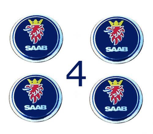 4 (four) saab key fob remote metallic self-adhesive stickers emblems