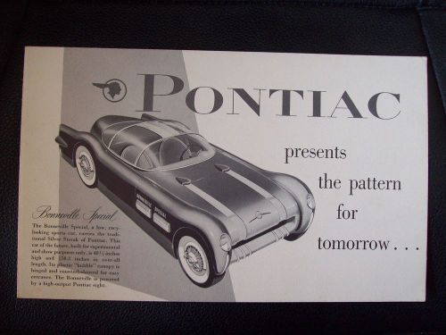 1954 pontiac experimental bonneville special futuristic automobile brochure