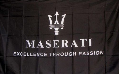 Premium polyester black maserati 3&#039; x 5&#039; dealer flag banner