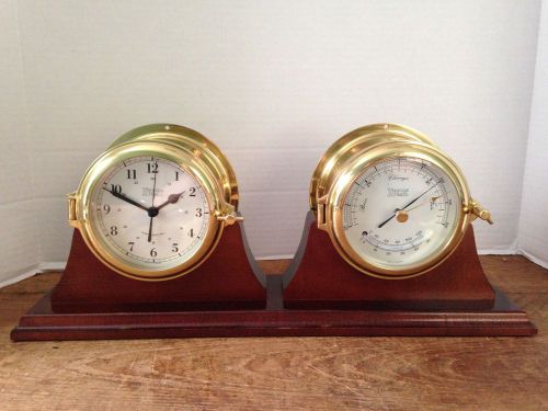Weems &amp; plath atlantis brass quartz ship&#039;s bell clock/barometer/thermometer