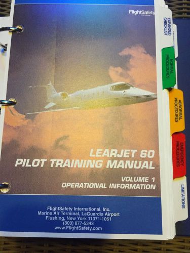 Learjet 60 Original FlightSafety Pilot Training Manual Vol. 1 Operational Inform, image 1