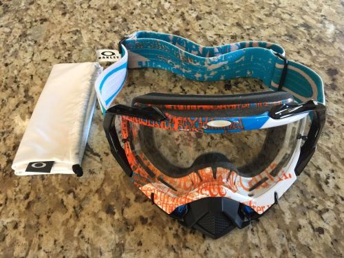 Oakley adult motocross goggles mayhem pro tagline org/blu w/clear lens
