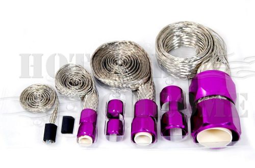 Braided steel hose sleeving kit vacuum line fuel line  radiator heater - purple