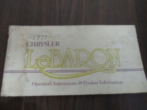 1977 chrysler lebaron operator&#039;s instructions &amp; product information user manual