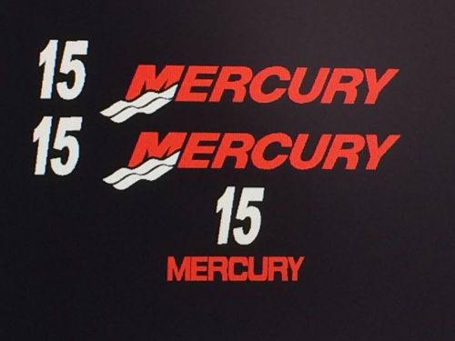 15 hp mercury outboard set  red &amp; white tails marine vinyl