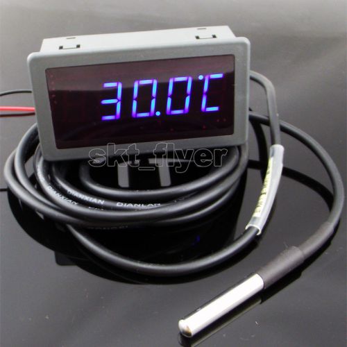2m f/c blue led digital car water temp meter gauges thermometer ds18b20 sensor