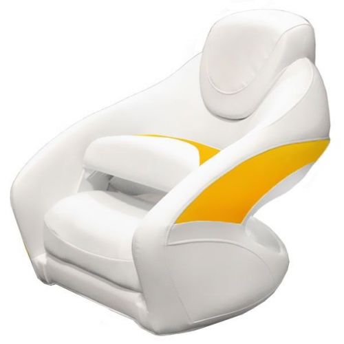 Buy Crownline Boat Deluxe White / Yellow Marine Bucket Bolster Seat Chair in Racine, Wisconsin