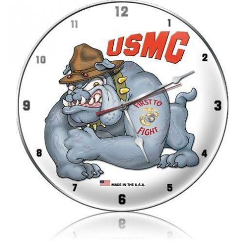 Garage, hot rod or motorcycle shop..14&#034; wall clock &#034;usmc bulldog&#034;... military!