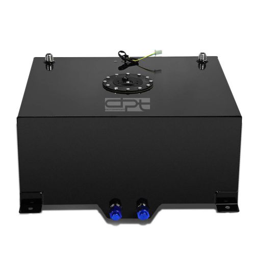 15 gallon lightweight black coat aluminum race drift fuel cell tank+level sender