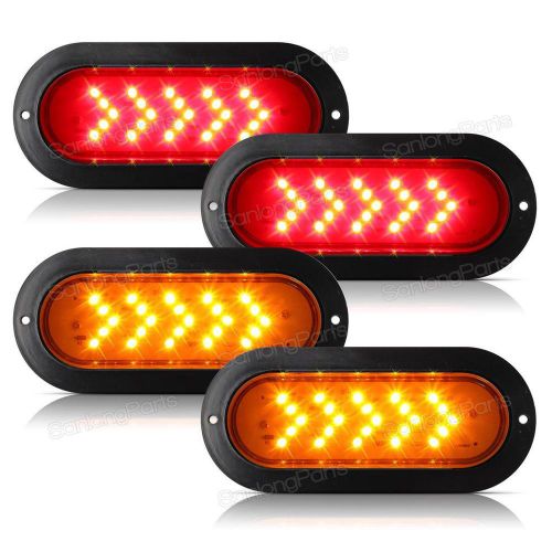6"oval arrow stop turn tail strobe indicator light flange mount red/amber pack/4