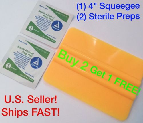 4&#034; squeegee vinyl installation kit &amp; sterile alcohol prep window install decal
