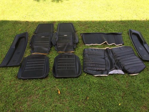 1964-1966 mustang fastback new black pony deluxe seat upholstery and door panels