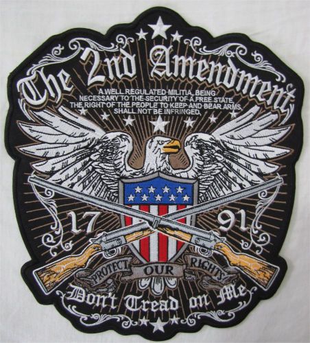 Large 2nd amendment protect rights motorcycle biker embroidered sew badge patch