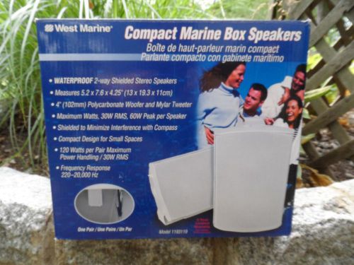 West marine compact waterproof box speakers  1193119 2-way shielded - never used