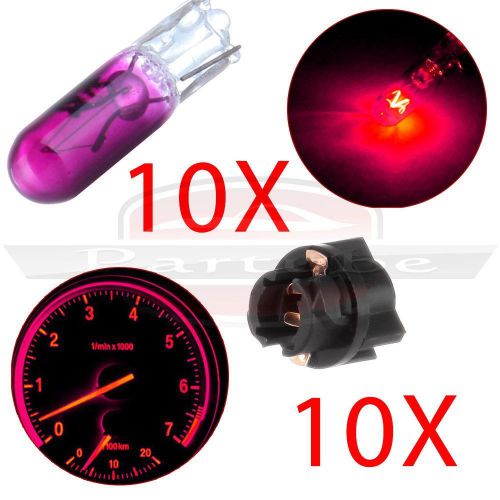 10pcs twist lock w/ pink/purple instrument cluster indicator halogen bulbs t5 74