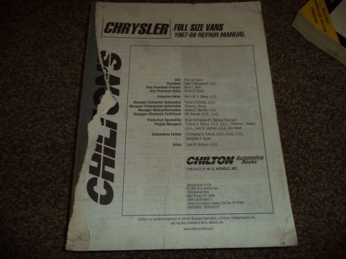 Chrysler full size vans 1967-88 repair manual chilton