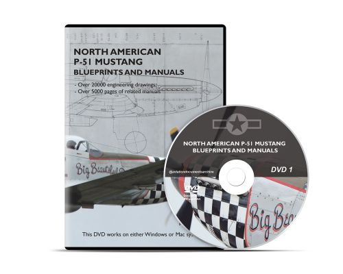 North American P-51 Mustang Blueprints and Manuals CD/DVD- Free Shipping, US $99.99, image 1