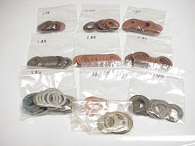 Assortment of  valve spring shims 1.250"-1.600" o.d.- various thickness