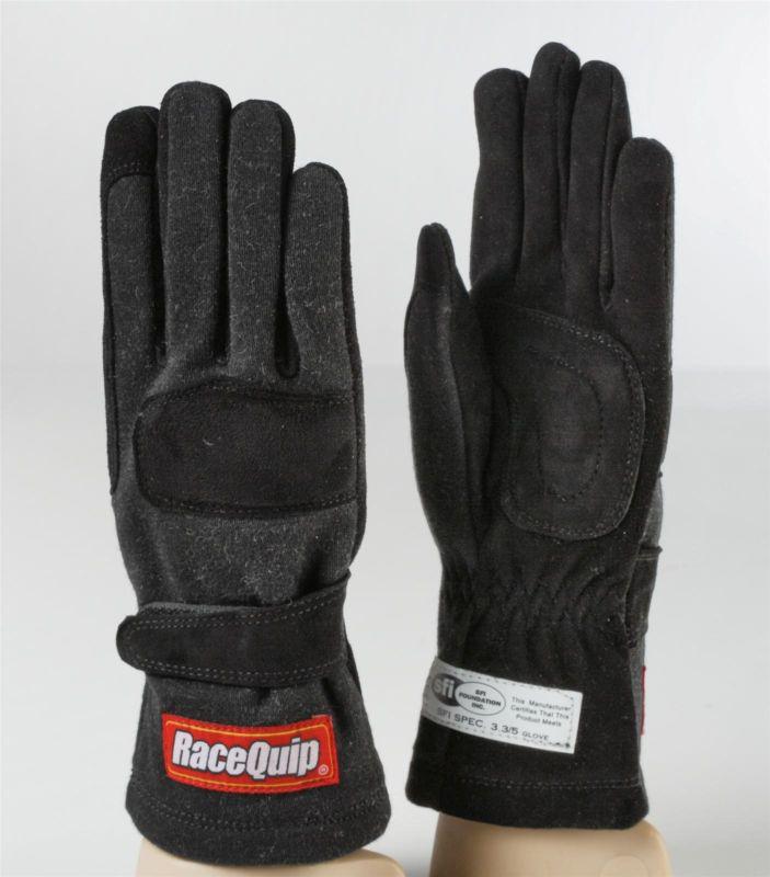 Racequip 355007  black nomex/leather sfi 3.3/5 safety rating 2x-large 355 gloves