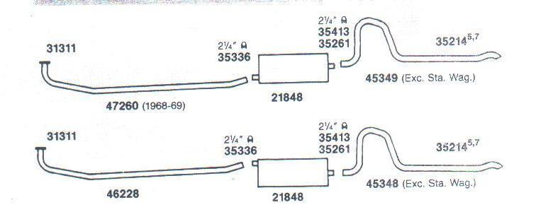 1966-67 charger, coronet, belvedere, satellite dual exhaust, aluminized, w/ 383