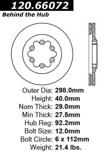 Centric 121.66072 front brake rotor/disc-c-tek standard rotor