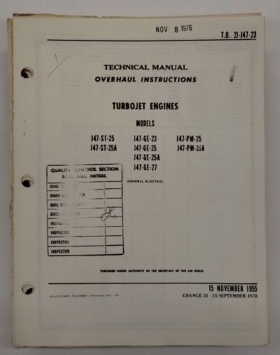 General Electric J47-ST-25/25A/J47-23/25/25A/27 Turbojet Engine Overhaul Inst., US $74.95, image 23