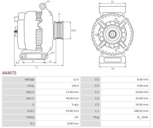 Alternator(20040505AV,ALN7750,ALN7750AN,505.958.120.050,20132505BN.tabi), US $, image 4