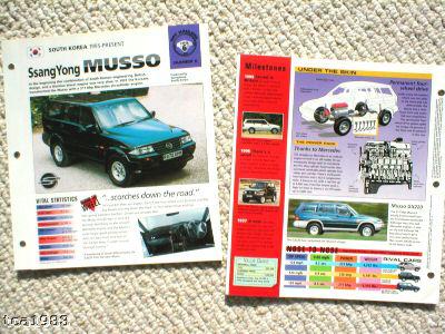 1995 / 1996 / 1997 SSANG YONG MUSSO IMP Brochure, US $8.00, image 2