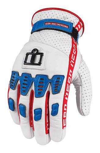 Icon one-thousand/1000 turnbuckle leather gloves, glory/white/red/blue, 2xl/xxl
