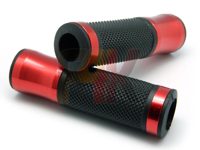 Red motorcycle racing dirt bike aluminum 7/8" handlebar gel rubber hand grips 