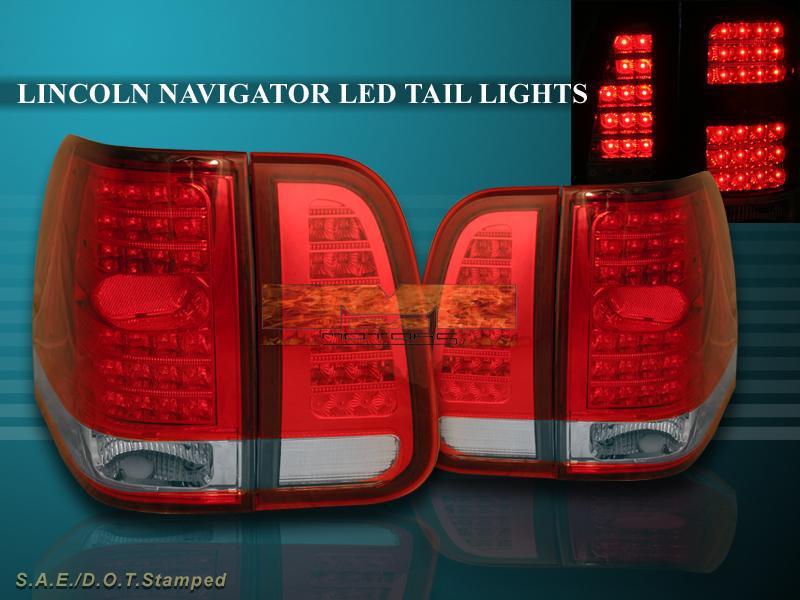 03-06 lincoln navigator red / clear led tail lights rear lamps 4 piece set
