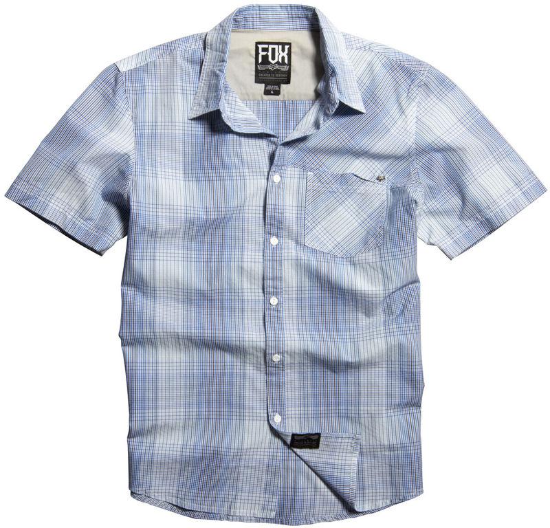 Fox arvin ss blue button up woven shirt  motocross short sleeve mx 2014