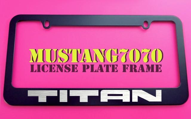 1 brand new nissan titan black metal license plate frame + screw caps