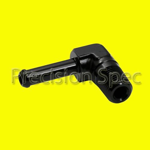 1/8" npt male to 1/4" (6mm) 90 degree hose barb black aluminium fitting adapter