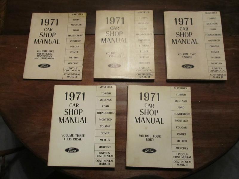 Original 1971 ford shop manuals 5 volume set nice condition mustang torino comet