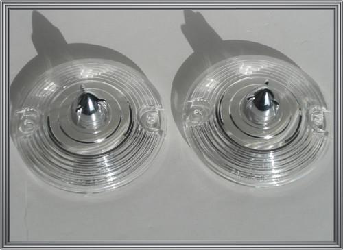 2 clear lenses w/ chrome rocket for harley turn signal running light blinkers 