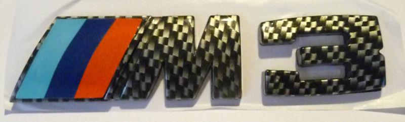 Bmw ///m3 m3 trunk black carbon emblem badge sticker fiber 325 330 335 320