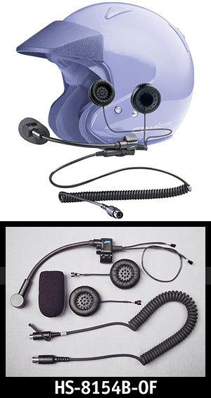 J&m open-face style stereo helmet headset with 5-pin single-section hook-up cord