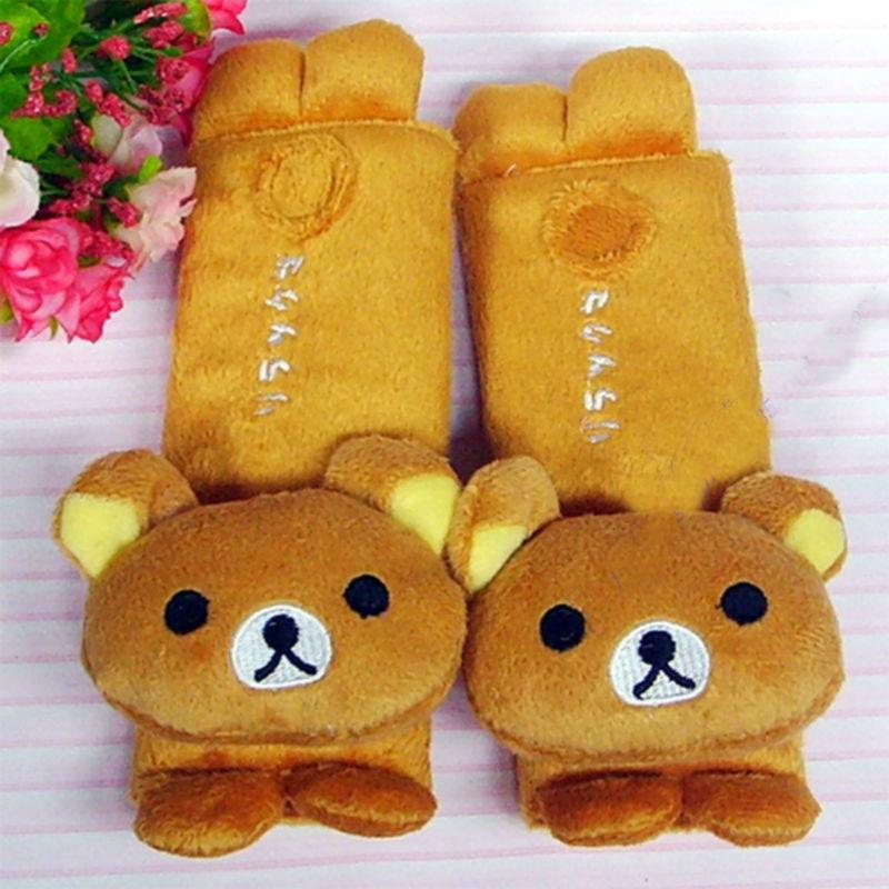 Rilakkuma cute brown bear design car use pair set seat belt cover decoration