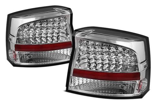 Spyder altjhdch05c charger chrome euro tail lights rear stop lamps w leds