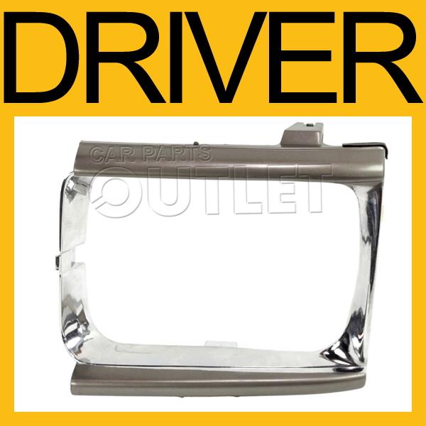 1989-1994 1995 toyota pickup headlight lamp door chrome bezel beige molding left