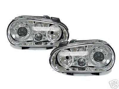 Vw golf r32 mk4 gti euro chrome  projector headlamps halo glass lens headlights